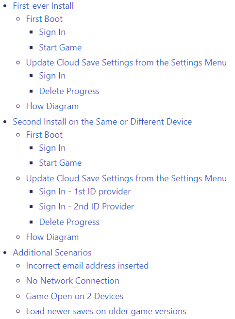 Outline listing the final scenarios covered, split into first-ever install, second install and additional edge cases like incorrect emails and lost connections.